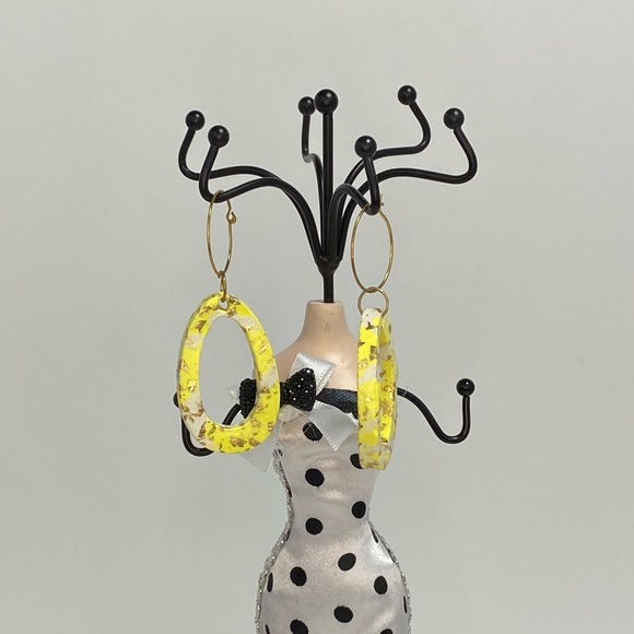 Unique Handmade Polymer Clay Dangle Hoop Earrings - Picture 12 of 13